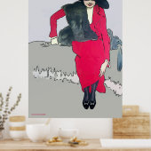 Poster Femme vintage en rouge, ajouter du texte (Cuisine)