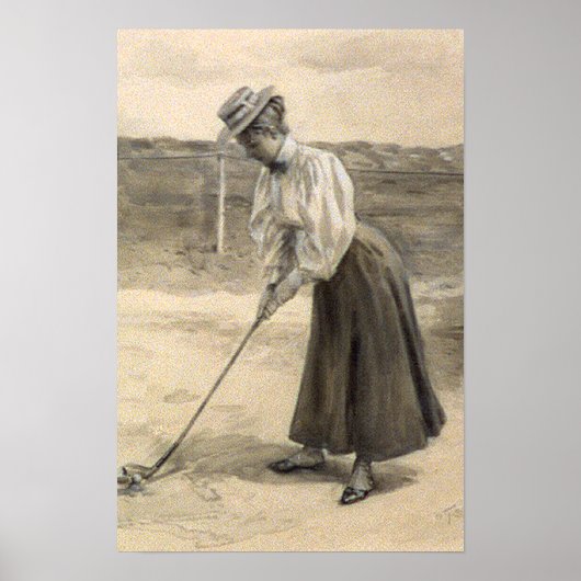 Poster Femme Vintage Golf Mode, années 1890 (Devant)