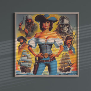 Poster Femme vintage Pirate