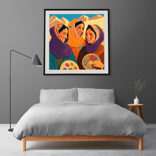 Poster Femmes afghanes jouant au darya