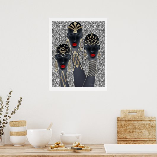Poster Femmes africaines en or (Cuisine)