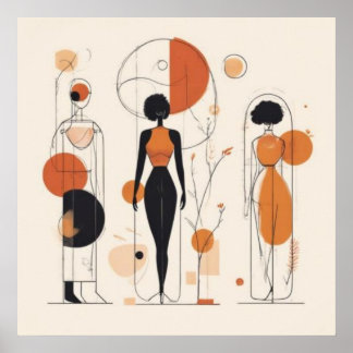 Poster Femmes au rythme — Géométrique africain contempora