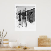 Poster Femmes branchées des années 1920 en voyage de ski (Cuisine)