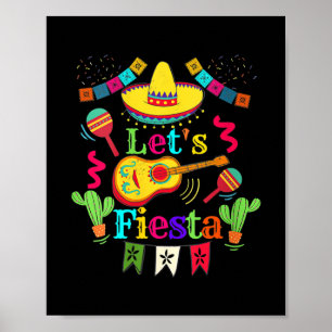 Poster Femmes Cinco De Mayo Guitare Mexicaine Cactus Lets