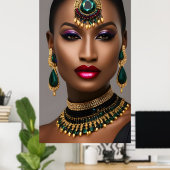 Poster Femmes classiques Mode Africaine or émeraude vert (Bureau à domicile)