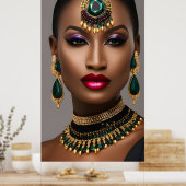Poster Femmes classiques Mode Africaine or émeraude vert (Cuisine)