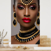 Poster Femmes classiques Mode or africain bijou noir bijo (Cuisine)