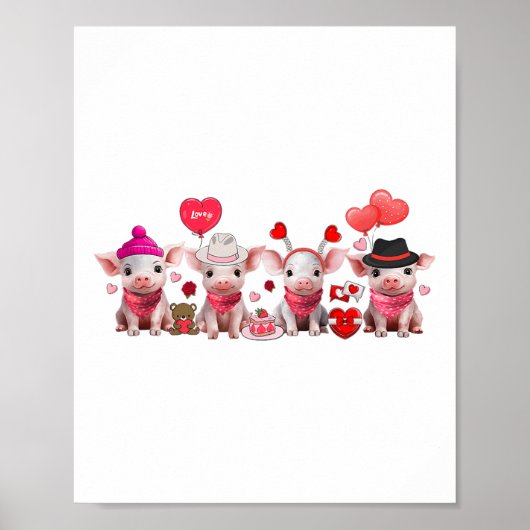 Poster Femmes Cochons de Saint Valentin Fête de la Ferme (Devant)