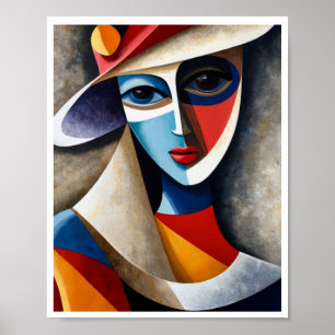 Poster Femmes cubiques aux couleurs vives abstraites face