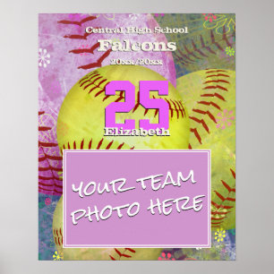 Poster femmes de filles ajouter votre softball sport équi