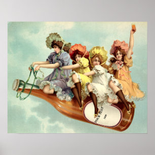 Poster Femmes de l'ère victorienne vintage sur une boutei