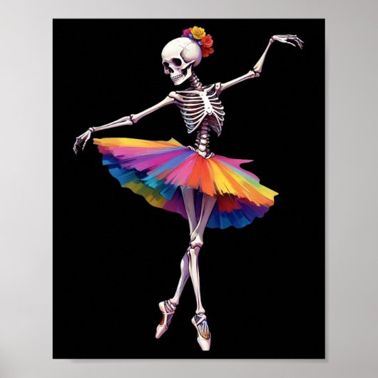 Poster Femmes Halloween Danser Skeleton arc-en-ciel Balle (Devant)