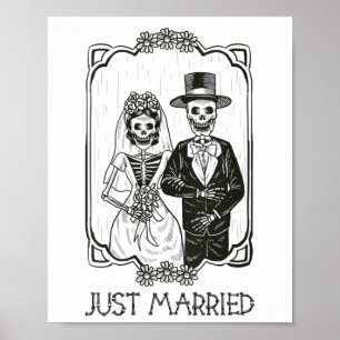 Poster Femmes Halloween Skeletons Mariée Et Groom Juste M