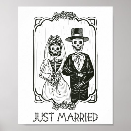 Poster Femmes Halloween Skeletons Mariée Et Groom Juste M (Devant)