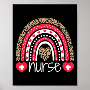 Poster Femmes Infirmière Tee Nurse Week Rainbow Leopard S