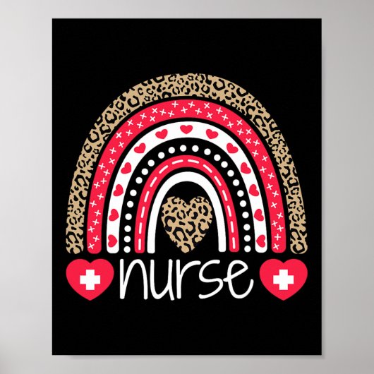 Poster Femmes Infirmière Tee Nurse Week Rainbow Leopard S (Devant)