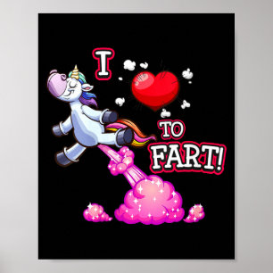 Poster Femmes J'adore Péter Une Licorne Amour Pet Je T'ai