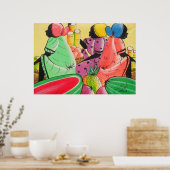 Poster Femmes jamaïcaines sur le marché des fruits D Robe (Cuisine)