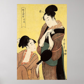 Poster Femmes jouant avec le miroir