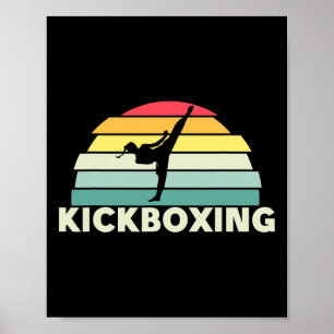 Poster Femmes Kickboxing Arts Martiaux Rétro Karaté Fille