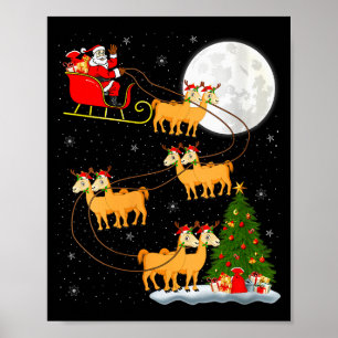Poster Femmes Lama d'alpaga Père Noël Traîneau Volant Drô