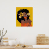 Poster Femmes noires, avec illustration de tournesol colo (Cuisine)