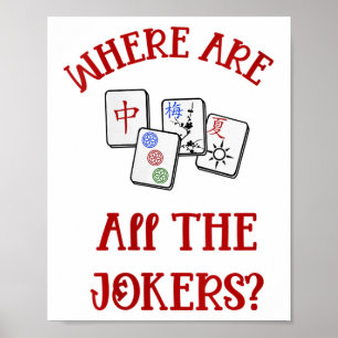 Poster Femmes Où Sont Tous Les Jokers Drôle Mahjong V-ne