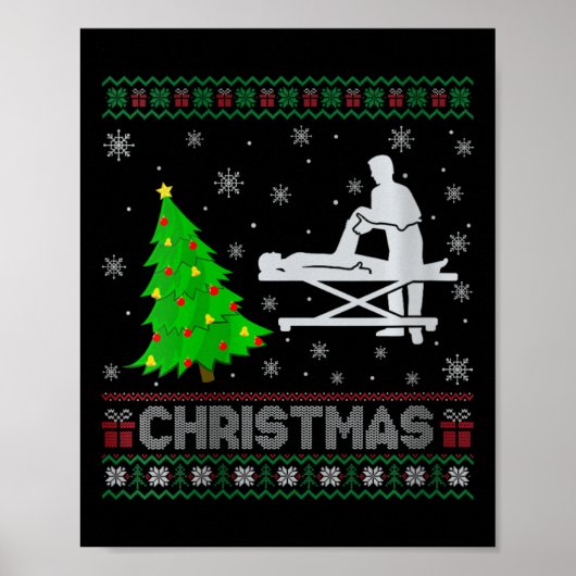 Poster Femmes physiothérapeute Xmas Arbre éclairage laide (Devant)