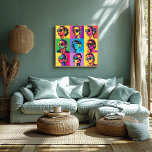 Poster Femmes pop art coloré avec lunettes de soleil et c<br><div class="desc">Cette imprimé pop art très vivante présente une grille de femmes élégantes portant des lunettes de soleil et des écouteurs, rappelant la mode rétro des années 80. Les couleurs néons et le style dynamique apportent de l'énergie à tout espace, en faisant une pièce murale idéale pour les amateurs de musique...</div>