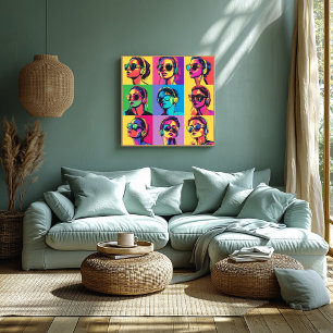 Poster Femmes pop art coloré avec lunettes de soleil et c