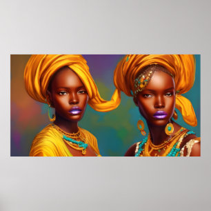 Poster femmes princesse africaine bijoux en or