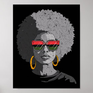 Poster Femmes Reine noire Afro Melanin Face Driving Junet