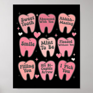 Poster Femmes Rétro Dentaire Dent Saint-Valentin Bonbons