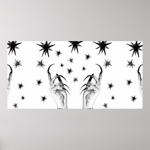 Poster Femmes sorcière arrière - plan avec étoiles, sorci