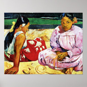 Poster Femmes tahitiennes sur la plage de Paul Gauguin