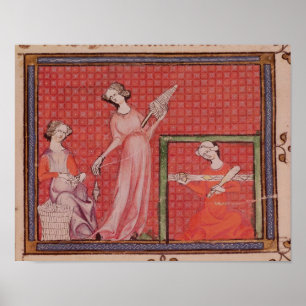 Poster Femmes tournant la laine