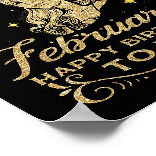 Poster Femmes Une Reine Est Née En Février Joyeux Anniver (Coin)