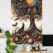 Poster Femmes Whimsical, Arbre et Papillons (Bureau à domicile)