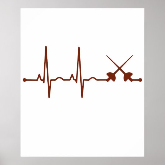 Poster Fencing Sabre Shirt - Saber Style Fencing Heartbea (Devant)