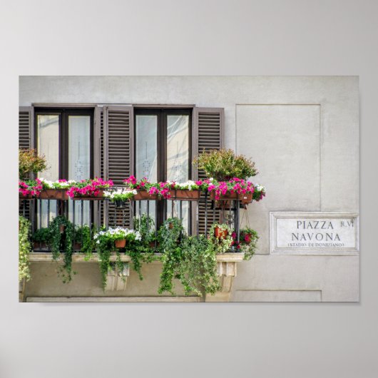 Poster Fenêtre avec fleurs (Italie) (Devant)