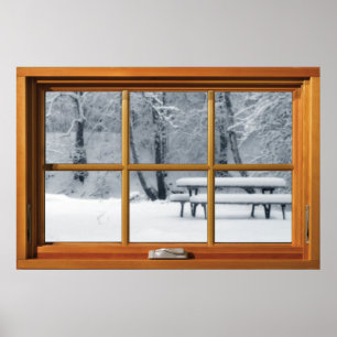 Poster Fenêtre avec vue - Neige fraîche