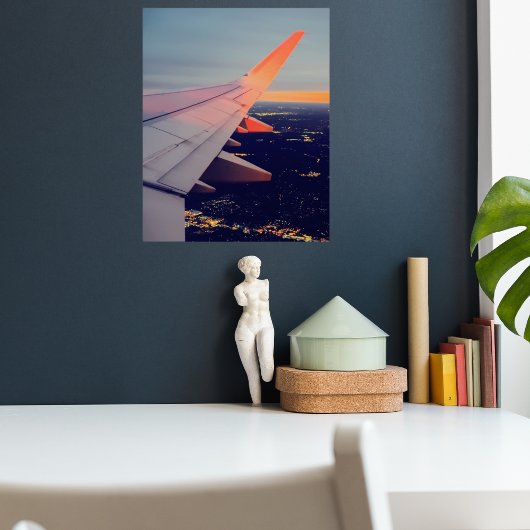 Poster Fenêtre Avion Horizon Soleil Aviation