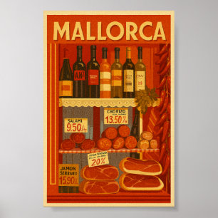 Poster Fenêtre de magasin de chorizo au vin rétro vintage