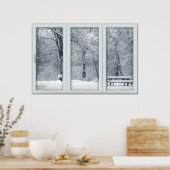 Poster Fenêtre de neige fraîche avec vue (Cuisine)