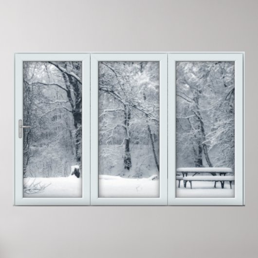 Poster Fenêtre de neige fraîche avec vue (Devant)