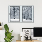 Poster Fenêtre de neige fraîche avec vue (Bureau à domicile)