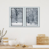 Poster Fenêtre de neige fraîche avec vue (Cuisine)