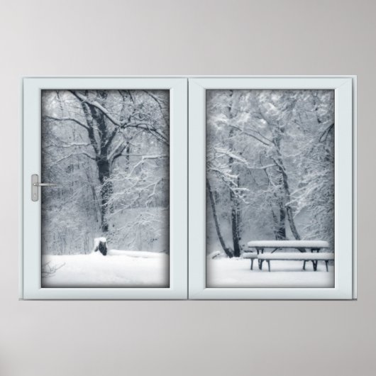 Poster Fenêtre de neige fraîche avec vue (Devant)