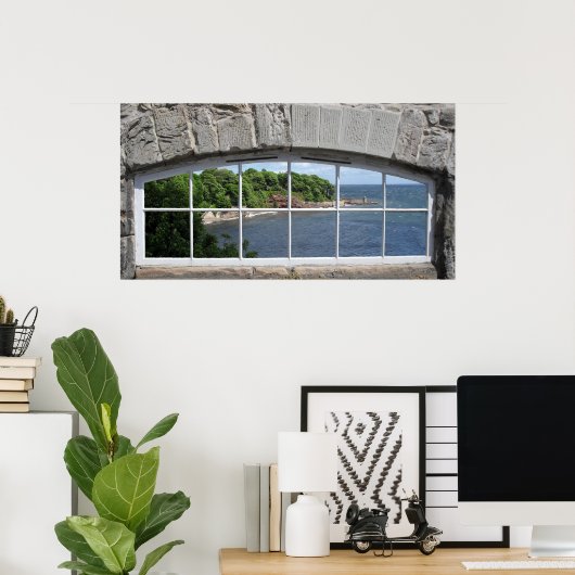 Poster Fenêtre en arc avec vue mer (Bureau à domicile)