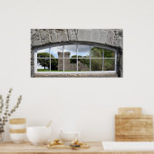 Poster Fenêtre en arc avec vue sur le château écossais (Cuisine)